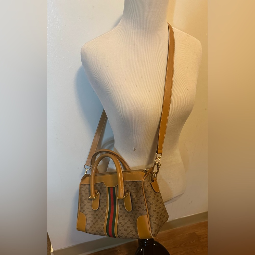 Vintage Gucci Micro GG Web Boston Bag w/ Strap - Picture 8 of 16